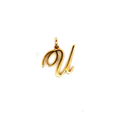Pendant Cursive Plain Initial 'U' 18 14K