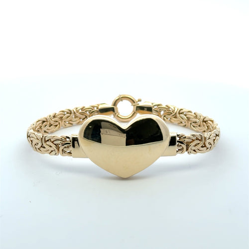 Bracelet Byzantine with Heart 7mm 7.5" 10K
