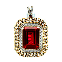 Pendant Women Colored Stone and CZ 47 10K