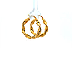 Earrings Twisted Textured Hoops 24.5 4mm 14K