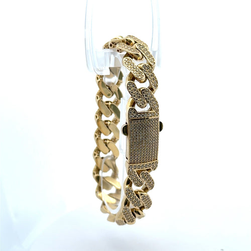 Bracelet Monaco CZ-Iced 15.5mm 9" 14K
