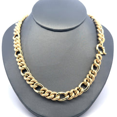 Necklaces Fancy Textured Hollow Figaro 9.5mm 18.5" 10K
