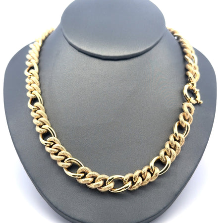 Necklaces Fancy Textured Hollow Figaro 9.5mm 18.5" 10K