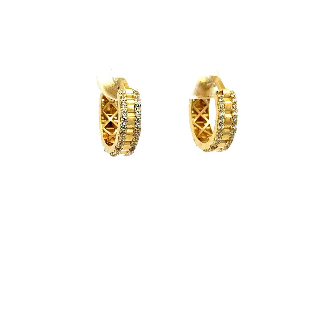 Earrings Huggie with CZ 14.5 3.5mm 10K