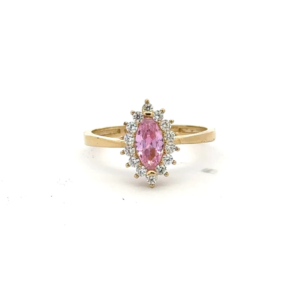 Ring Little Floral Women Rose Cat Eye Stone 7 1.5mm 10K