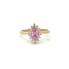 Ring Little Floral Women Rose Cat Eye Stone 7 1.5mm 10K