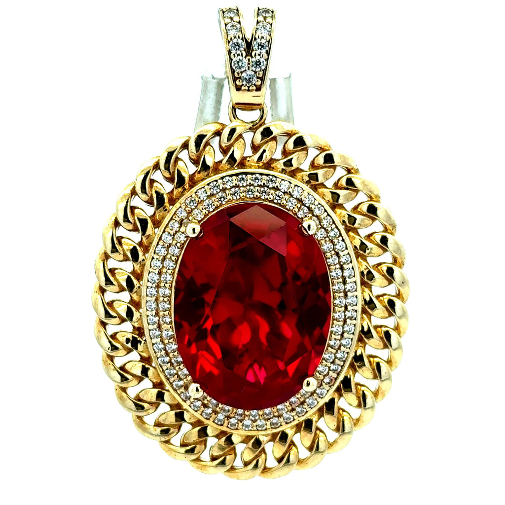 Pendant Women Colored Stone and CZ 46.5 10K