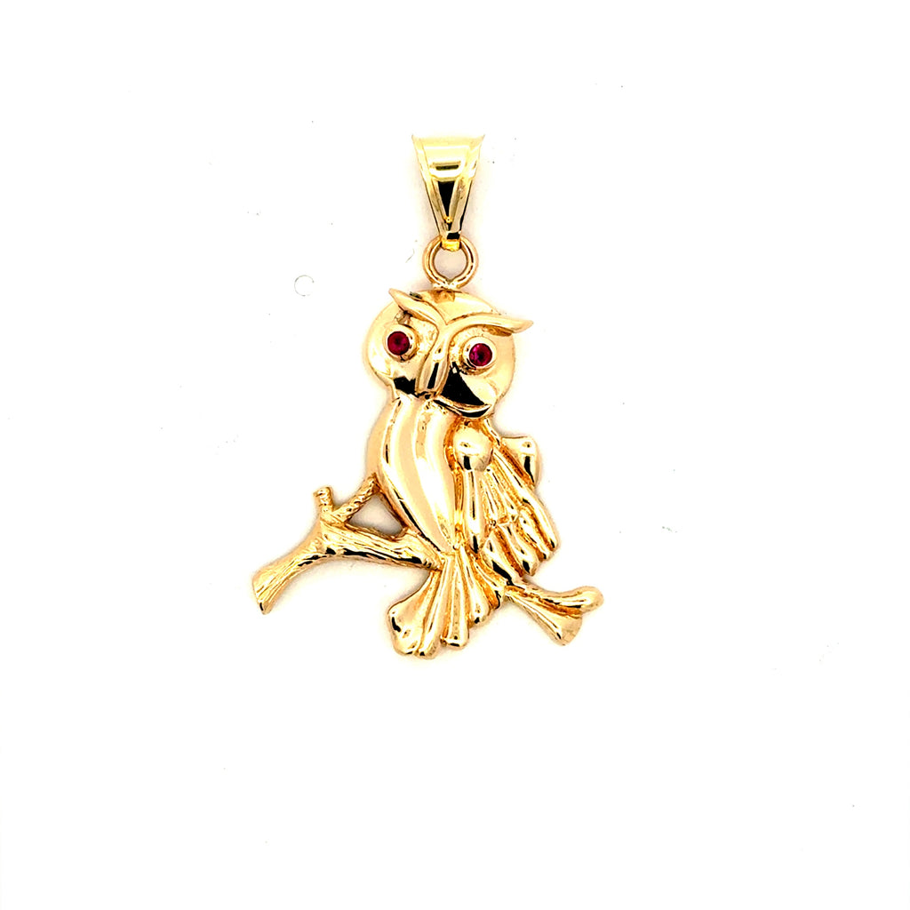 Pendant Red-Eyed Owl 37.5 14K