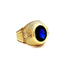 Ring Men's Big Central Stone & CZ Accents 10.5 4mm 10K