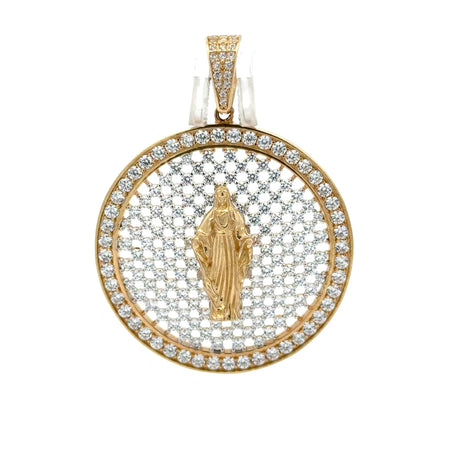 Pendant ‘La Milagrosa’ on CZ-Iced Openwork Medallion 48 10K