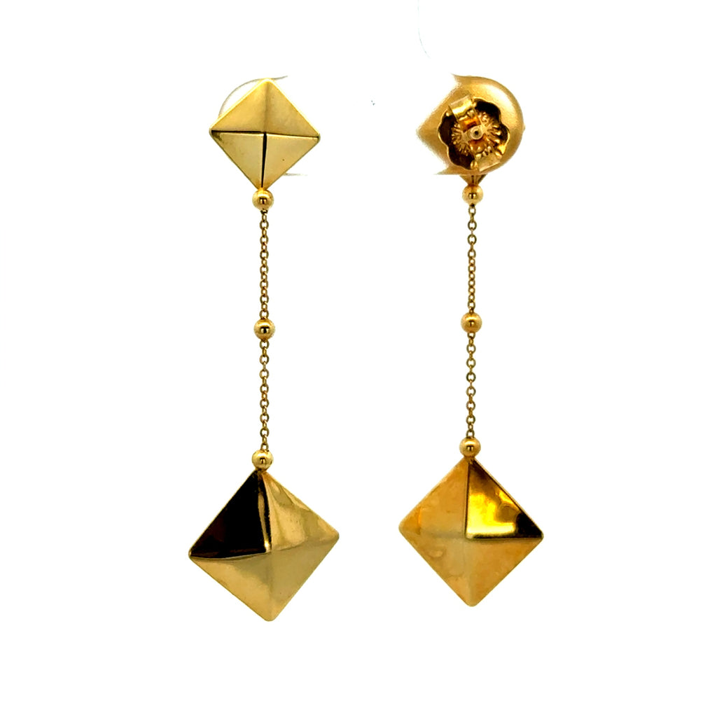 Earrings Pendant Double Diamond-Pyramid 44.5 13mm 14K