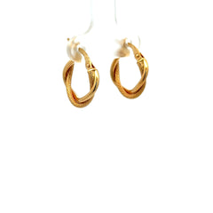 Earrings Twisted Textured Hoops 17 3mm 10K