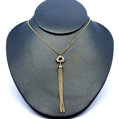 Chain Boston w Lariat Tassel Drop 1mm 17" 14K