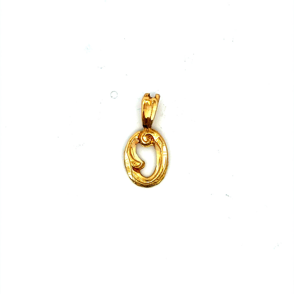 Pendant Diamond-Cut Old English Lowercase Initial 'O' 18.5 14K