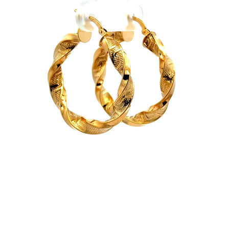 Earrings Twisted Textured Hoops 27.5 4.5mm 10K