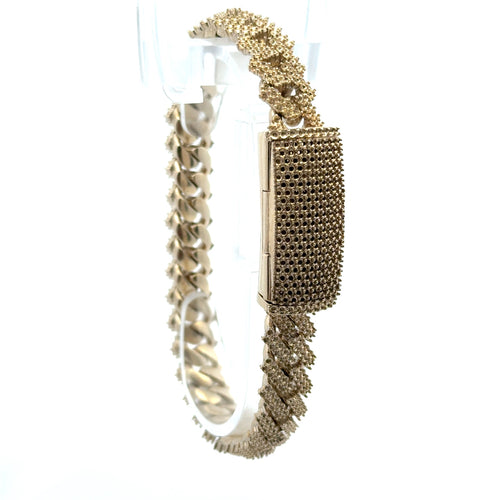 Bracelet Iced Cuban without Stones White Gold 11.5mm 8" 10K