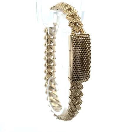 Bracelet Iced Cuban without Stones White Gold 11.5mm 7" 10K