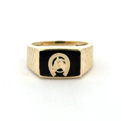 Ring Jubilee and Horseshoe on Onyx 10.5 4mm 10K