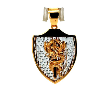 Pendant Dragon on Shield Two-Tone 39 14K