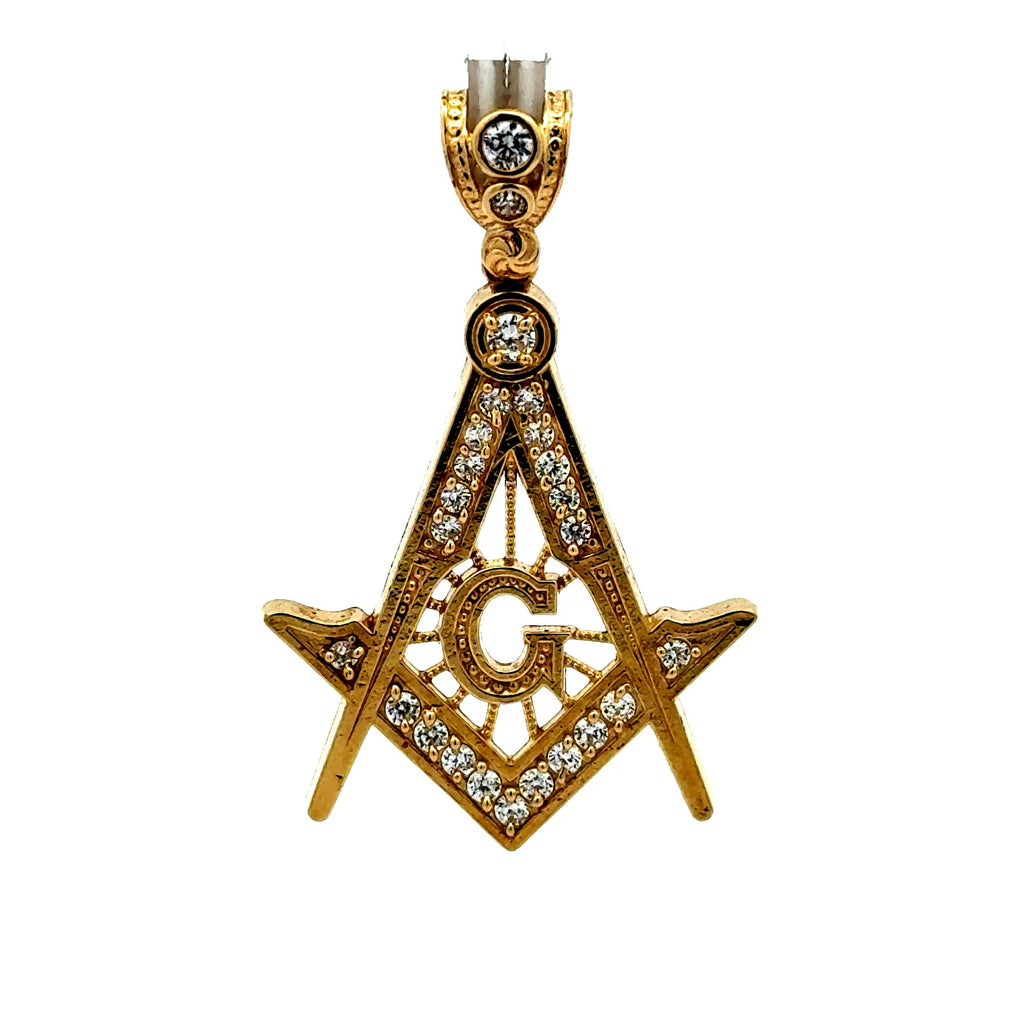 Pendant Masonic Square & Compass with CZ 45 14K