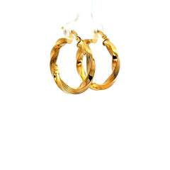 Earrings Twisted Textured Hoops 27.5 3mm 10K