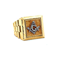 Ring Masonic Square & Compass 12 6.5mm 14K