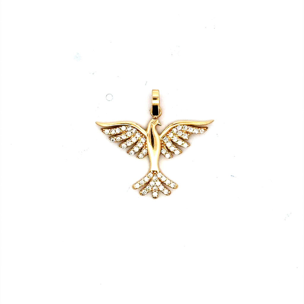 Pendant Flying Bird with CZ 23.5 14K