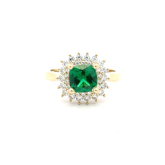 Ring Floral Women Green Square Stone 7 2mm 10K