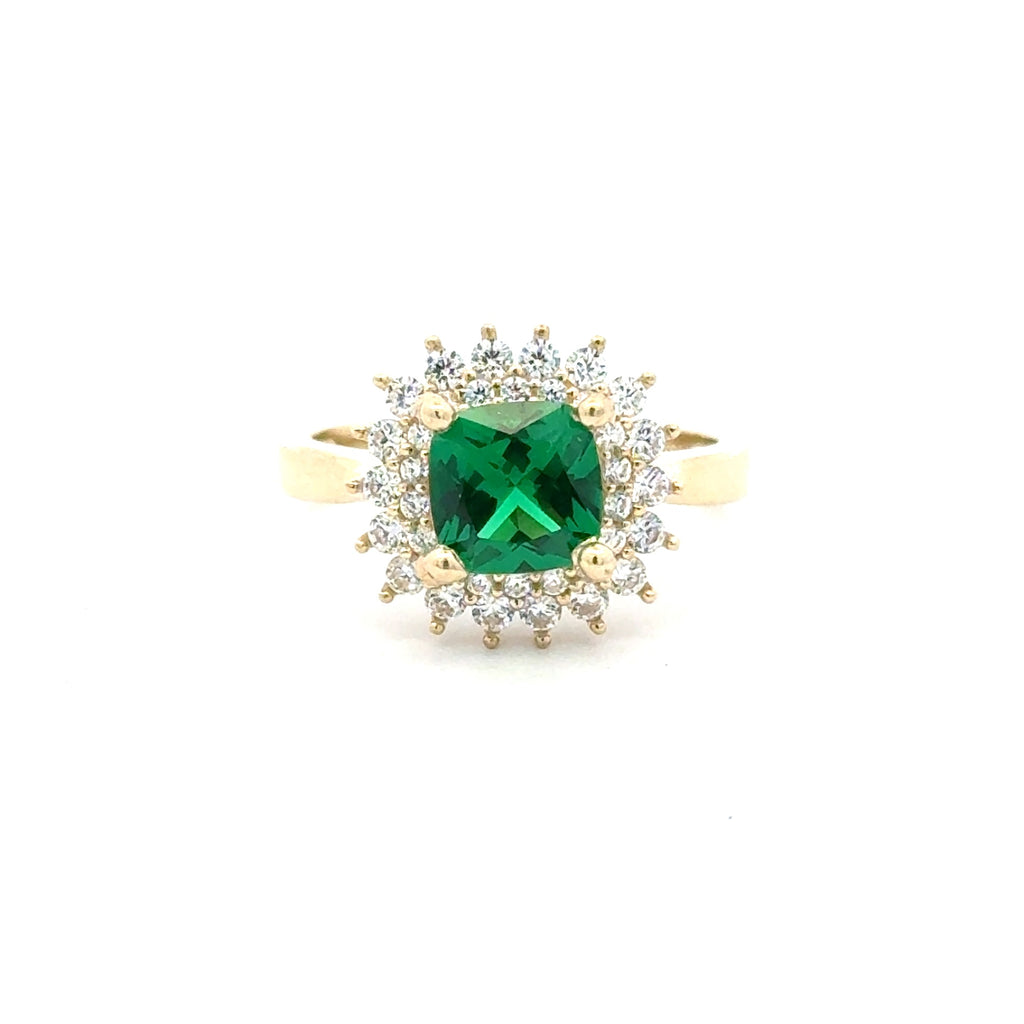 Ring Floral Women Green Square Stone 7 2mm 10K