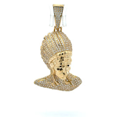 Pendant Pavé Black-Eyed Native American Bust 55.5 10K