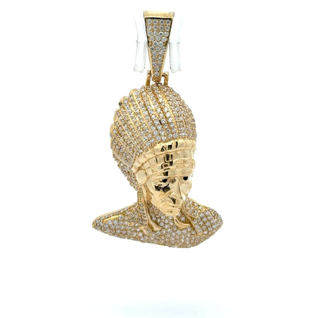 Pendant Pavé Black-Eyed Native American Bust 55.5 10K