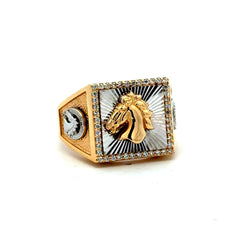 Ring Horse Head with CZ 10.5 4mm 14K