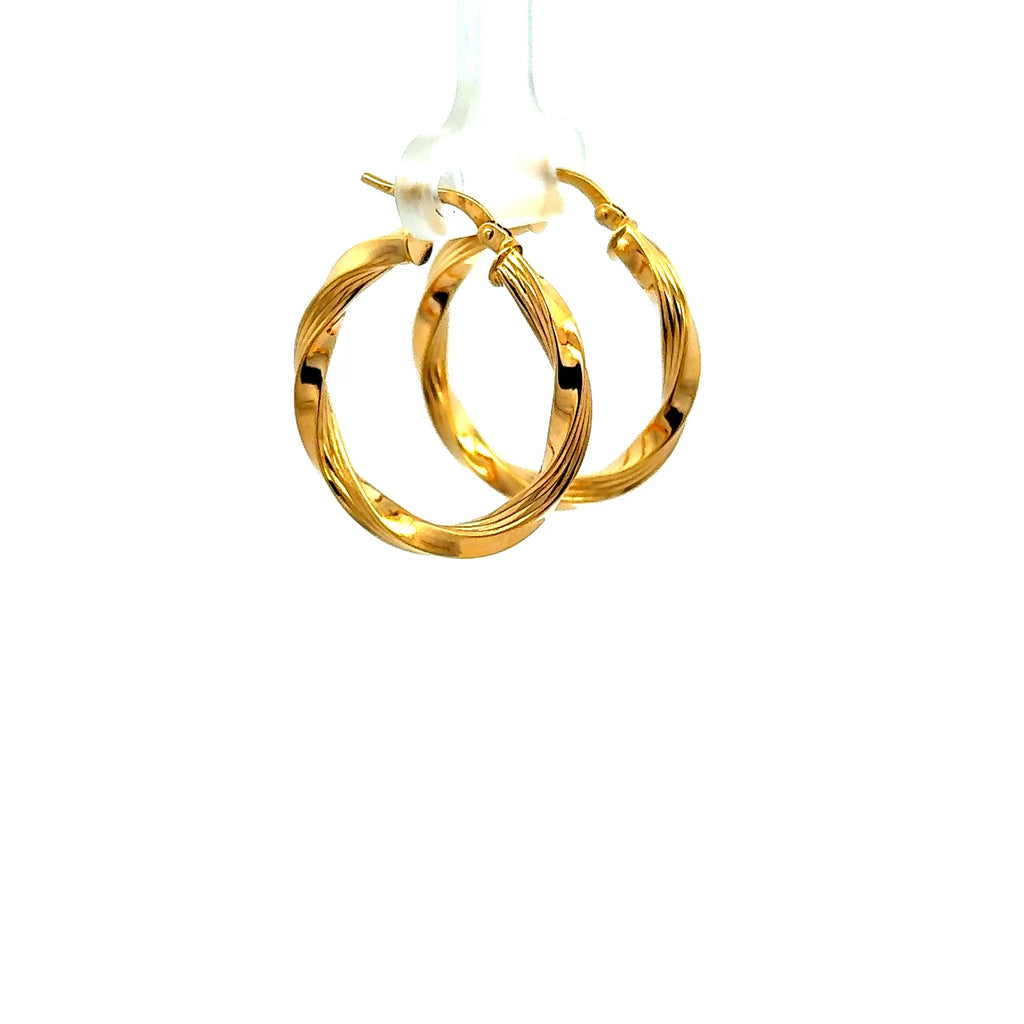 Earrings Twisted Textured Hoops 27.5 3mm 10K