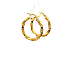 Earrings Twisted Textured Hoops 27.5 3mm 10K