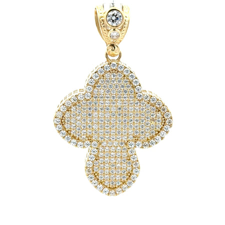 Pendant CZ-Iced Trefoil Cross 48.5 10K