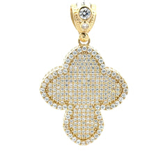 Pendant CZ-Iced Trefoil Blue Cross 48.5 10K