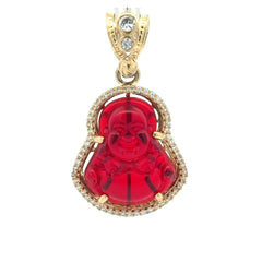 Pendant CZ Halo Seated Wine Buddha 41.5 10K