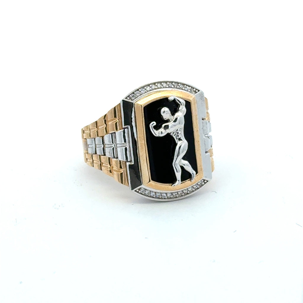 Ring Two Tone Jubilee White Gold Bodybuilder with CZ 13 6mm 10K