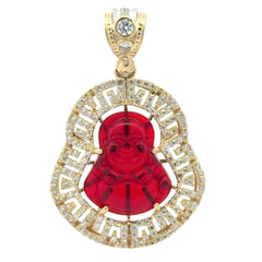 Pendant CZ Halo Seated Black Buddha 44.5 10K
