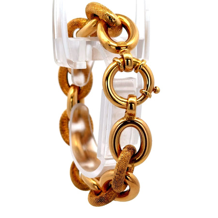 Bracelet Oval Textured Link 14.5mm 7" 14K
