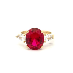 Ring Women Trio Wine Oval Stone 7 2.5mm 10K