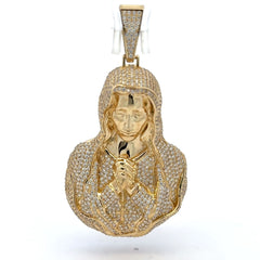 Pendant Pavé Praying Virgin Mary 70.5 10K