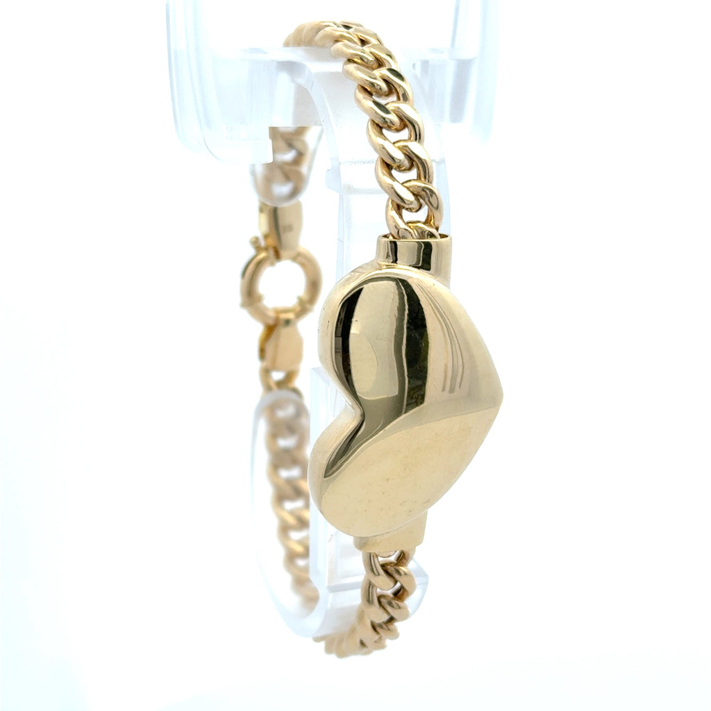 Bracelet Hollow Cuban with Heart 21mm 7.5" 10K