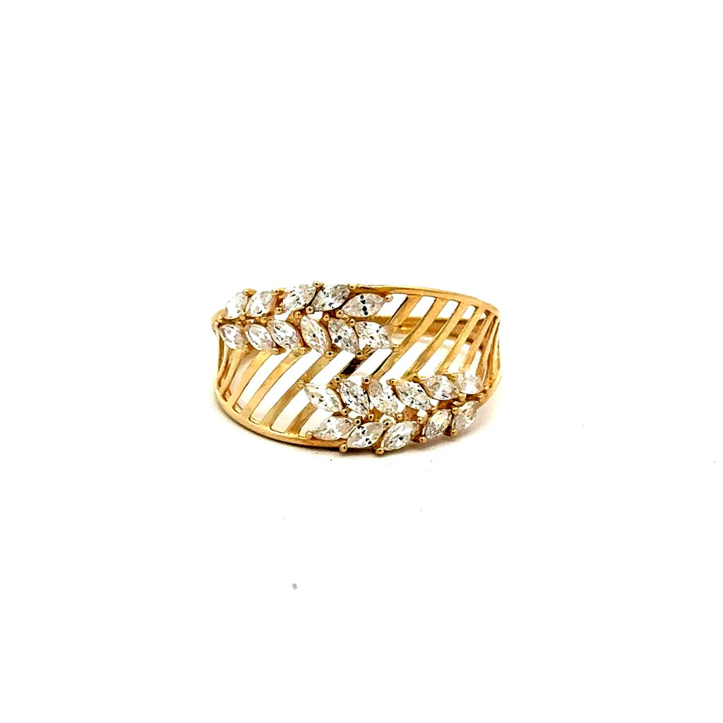 Golden Bull Fancy CAL Ring Women's with CZ 7.5 1.5mm 10K
