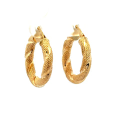 Earrings Twisted Textured Hoops 23.5 4mm 10K