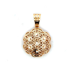 Pendant Openwork Bouquet of Daisies Puff Medallion with CZ 40 14K