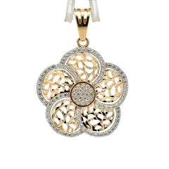 Pendant Openwork Daisy-Shaped Medallion with CZ 37 10K