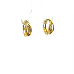 Earrings Huggie with CZ 12 4.5mm 10K