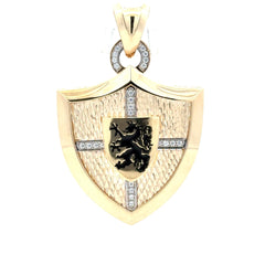 Pendant Mythical Shadow in Hard Textured Shield with CZ 61 10K
