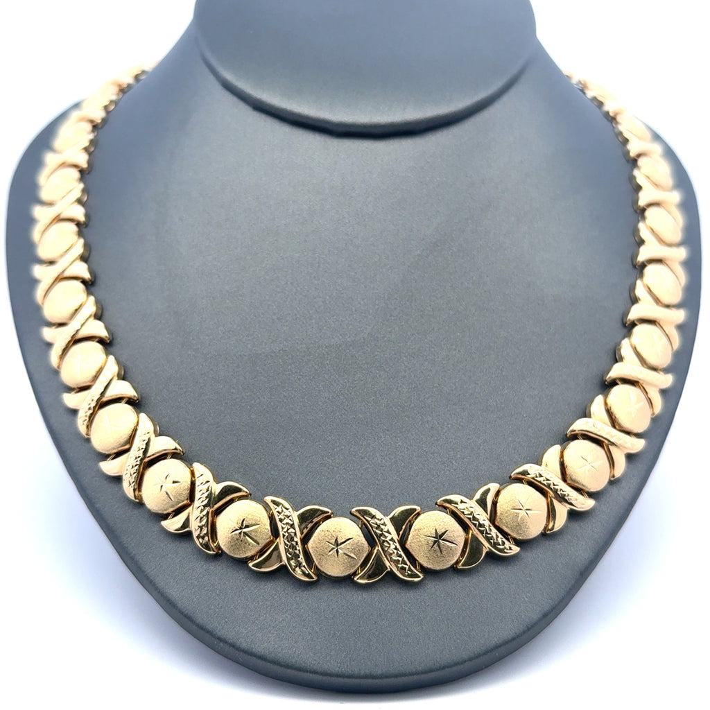 Necklaces DBL-Textured X&O with Lobster Lock 12mm 18" 10K